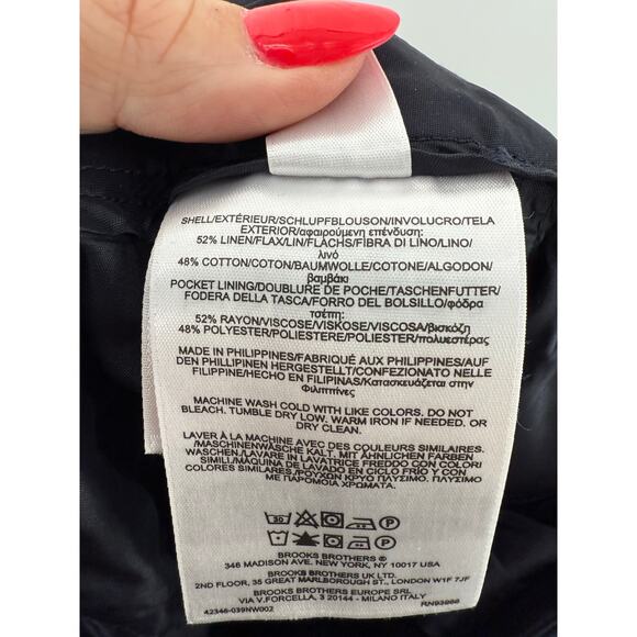 Brooks Brothers Red Fleece Linen Blend Pants Women 6 Navy Blue Straight Cropped - Picture 9 of 9